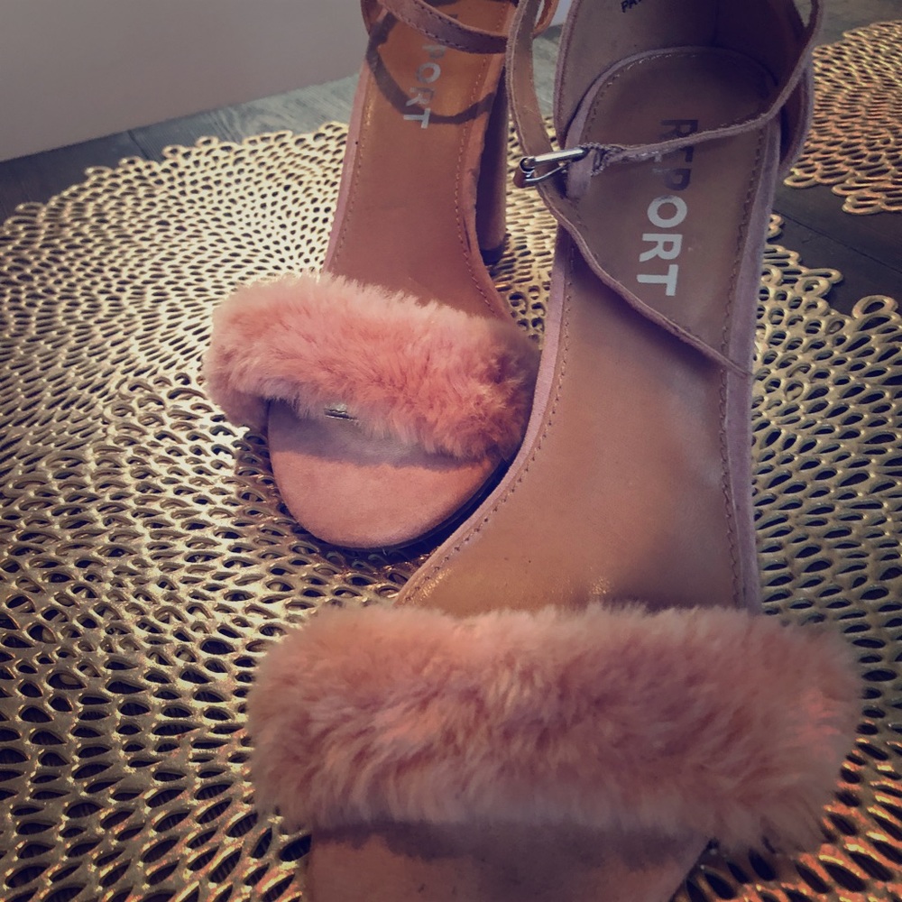 Fuzzy pink heels
